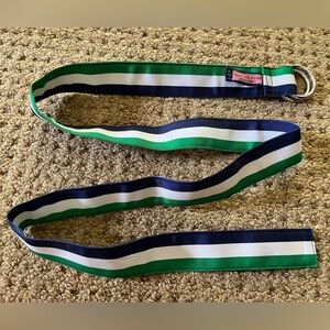 Vineyard Vines navy blue, green and white ribbon belt. Size XL. EUC